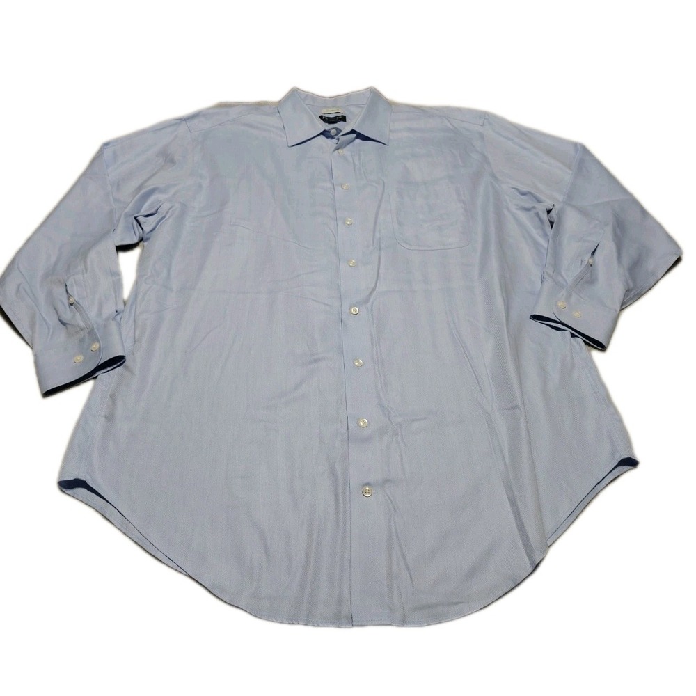 Jos. A. Bank‎ Shirt Men 18.5-35 Blue Oxford Work Dad Nerd Office Long Sleeve